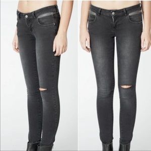 Anine Bing ripped double zipper jean Black 27